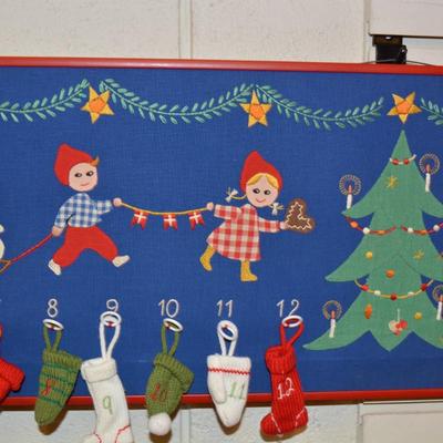 Hand Made Charming Advent Calendar 56.5"X10.5"