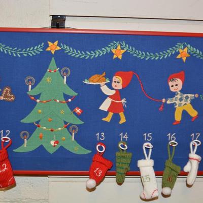Hand Made Charming Advent Calendar 56.5"X10.5"