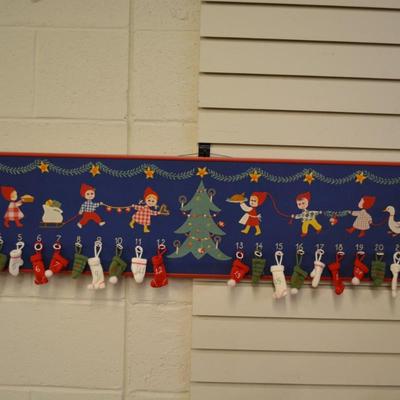 Hand Made Charming Advent Calendar 56.5"X10.5"