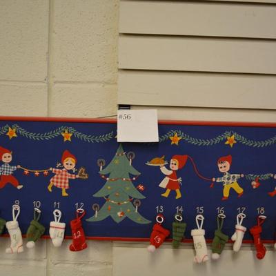Hand Made Charming Advent Calendar 56.5"X10.5"