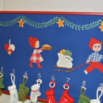 Hand Made Charming Advent Calendar 56.5"X10.5"