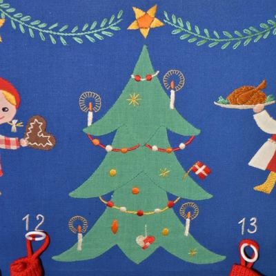 Hand Made Charming Advent Calendar 56.5"X10.5"