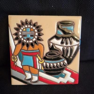 Decorative Pottery Art Tiles and a Signed Coffee Cup (K-DW)