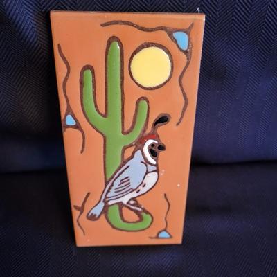 Decorative Pottery Art Tiles and a Signed Coffee Cup (K-DW)