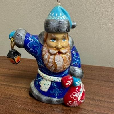 Carved and Painted Santa Ornament