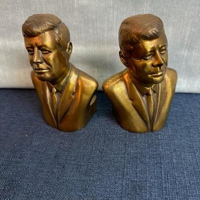 Lot 43, JFK brass bookends 5 1/2 inches tall 