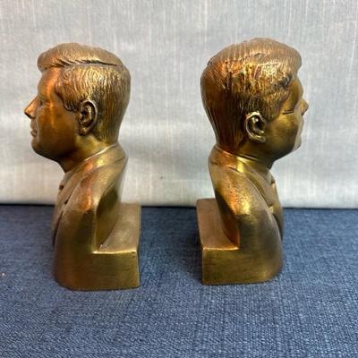 Lot 43, JFK brass bookends 5 1/2 inches tall 