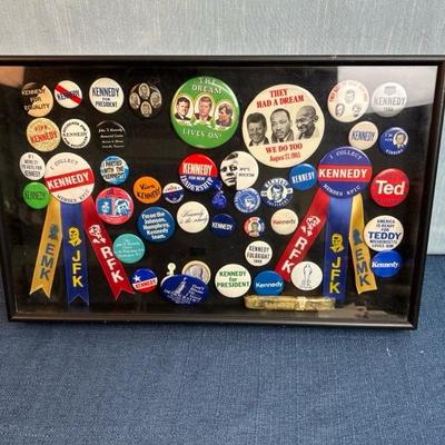    Lot 44 collection of Kennedy campaign buttons, 18 1/2â€ x 11 1/2â€