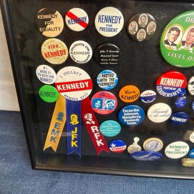    Lot 44 collection of Kennedy campaign buttons, 18 1/2â€ x 11 1/2â€