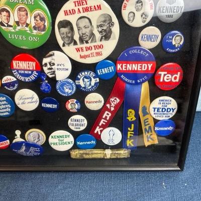    Lot 44 collection of Kennedy campaign buttons, 18 1/2â€ x 11 1/2â€