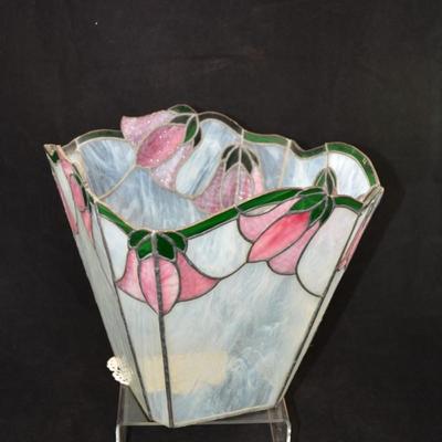 Large Floral Stained Glass Candle Holder 11"X9.5"