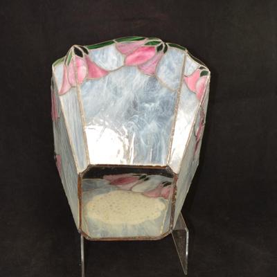 Large Floral Stained Glass Candle Holder 11"X9.5"