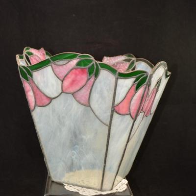 Large Floral Stained Glass Candle Holder 11"X9.5"