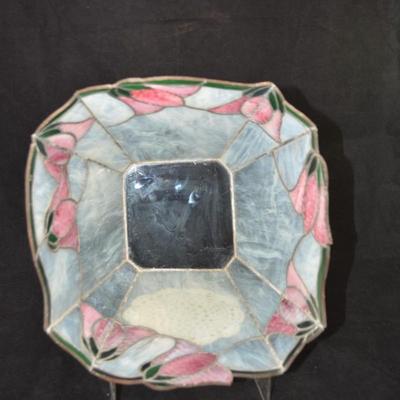 Large Floral Stained Glass Candle Holder 11"X9.5"