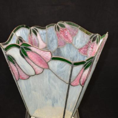 Large Floral Stained Glass Candle Holder 11"X9.5"