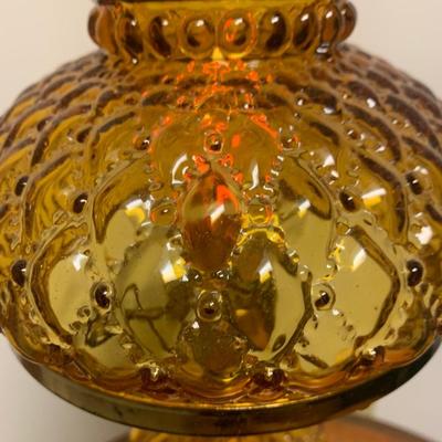 Amber Glass Shade Marble Base Lamp