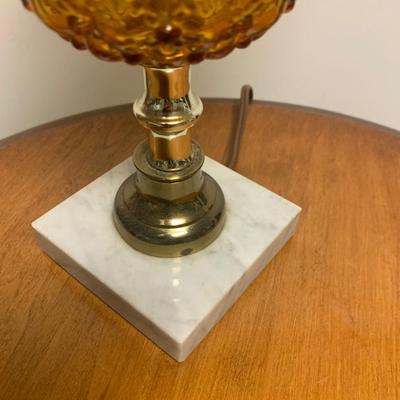 Amber Glass Shade Marble Base Lamp