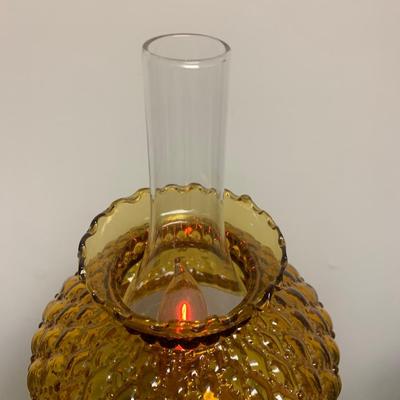Amber Glass Shade Marble Base Lamp