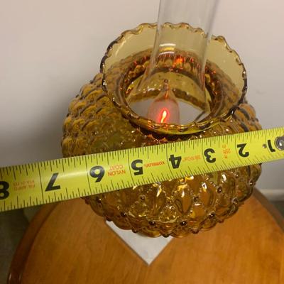 Amber Glass Shade Marble Base Lamp