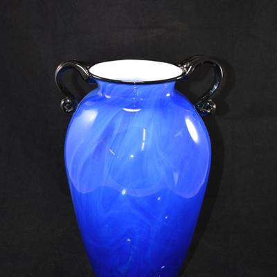 Signed Gabriel Bloodworth Blue Glass Urn "Equinox" 2012 Signed 14"X10"