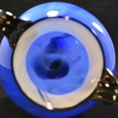 Signed Gabriel Bloodworth Blue Glass Urn "Equinox" 2012 Signed 14"X10"