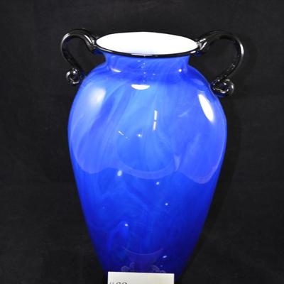 Signed Gabriel Bloodworth Blue Glass Urn "Equinox" 2012 Signed 14"X10"