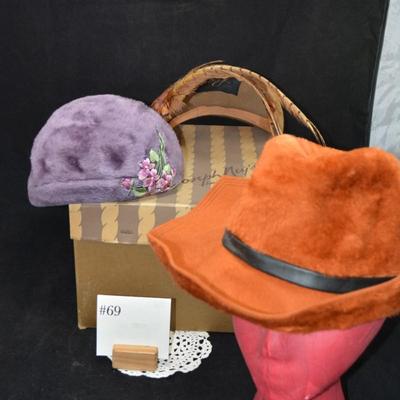 Lot of 3 Vintage Ladies Hats with Joseph Ney's Box