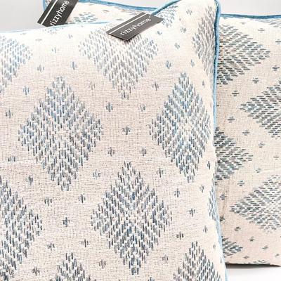 RIZZY HOME ~ Blue Velvet Lined Nautical Style Decorative Pillows