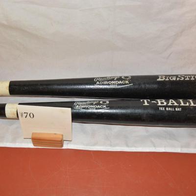 Set of 2 Wood RAWLINGS Tee Ball Bat + Big Stick 26"/28"