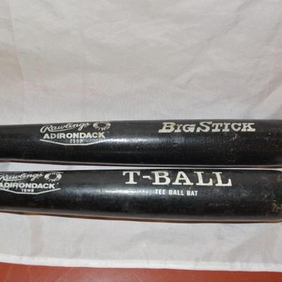 Set of 2 Wood RAWLINGS Tee Ball Bat + Big Stick 26"/28"