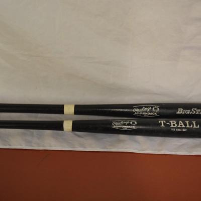 Set of 2 Wood RAWLINGS Tee Ball Bat + Big Stick 26"/28"