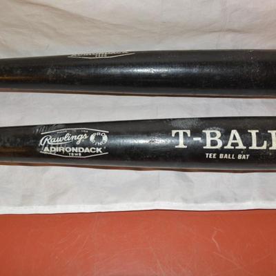 Set of 2 Wood RAWLINGS Tee Ball Bat + Big Stick 26"/28"