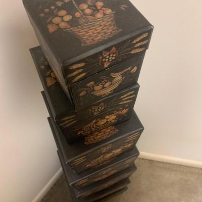 Stacking Graduating Folk Art Style Wood Decor Boxes Theorem Bobâ€™s Boxes