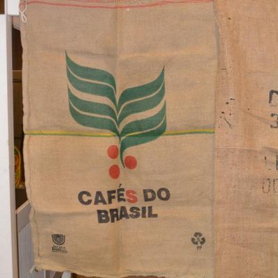 Lot of 2 Vintage Burlap Coffee Bean Sacks