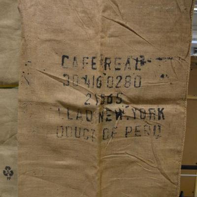 Lot of 2 Vintage Burlap Coffee Bean Sacks