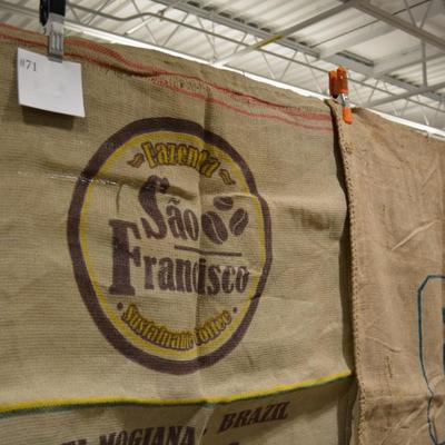 Lot of 2 Vintage Burlap Coffee Bean Sacks