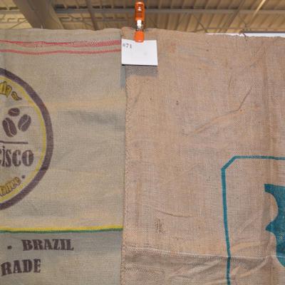 Lot of 2 Vintage Burlap Coffee Bean Sacks