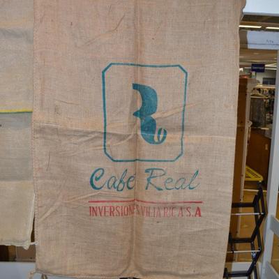 Lot of 2 Vintage Burlap Coffee Bean Sacks