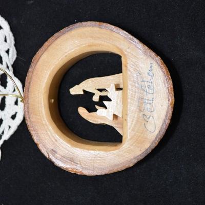 Small Hanging Olive Wood Nativity Bethlehem 3"X3"