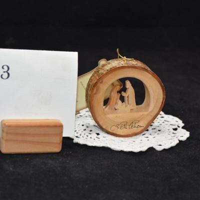 Small Hanging Olive Wood Nativity Bethlehem 3"X3"