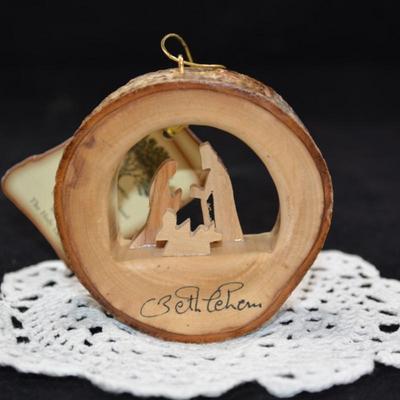 Small Hanging Olive Wood Nativity Bethlehem 3"X3"