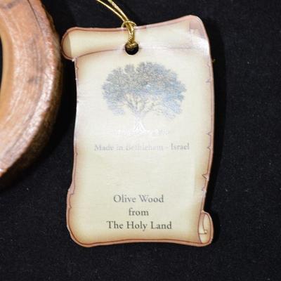 Small Hanging Olive Wood Nativity Bethlehem 3"X3"