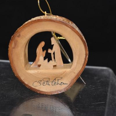 Small Hanging Olive Wood Nativity Bethlehem 3"X3"