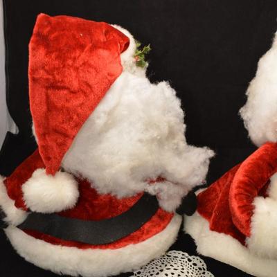 Hand Made Newspaper Santa Claus & Mrs. Claus 16"X10"