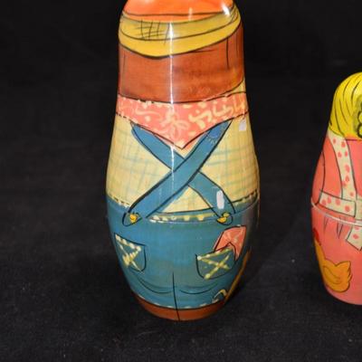 Set of 5 Farmer & Wife Nesting Dolls