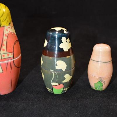 Set of 5 Farmer & Wife Nesting Dolls