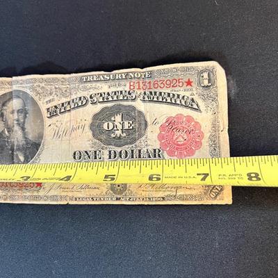 RARE 1891 $1 "STANTON" Treasury Note Red Seal Edwin M. Stanton, Secretary of War Lincoln Years