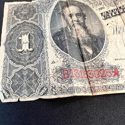 RARE 1891 $1 "STANTON" Treasury Note Red Seal Edwin M. Stanton, Secretary of War Lincoln Years