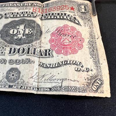 RARE 1891 $1 "STANTON" Treasury Note Red Seal Edwin M. Stanton, Secretary of War Lincoln Years