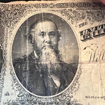 RARE 1891 $1 "STANTON" Treasury Note Red Seal Edwin M. Stanton, Secretary of War Lincoln Years